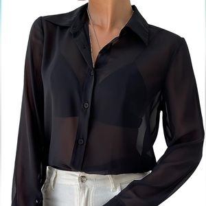 Abercrombie - Sheer Black Button Up